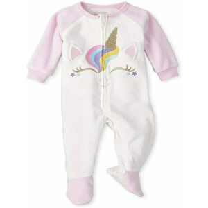 The Children's Place Girls' Baby and Toddler Unicorn Face Fleece One Piece Sz 2T